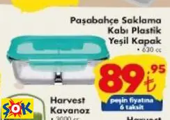 PAŞABAHÇE SAKLAMA KABI PLASTİK YEŞİL KAPAK